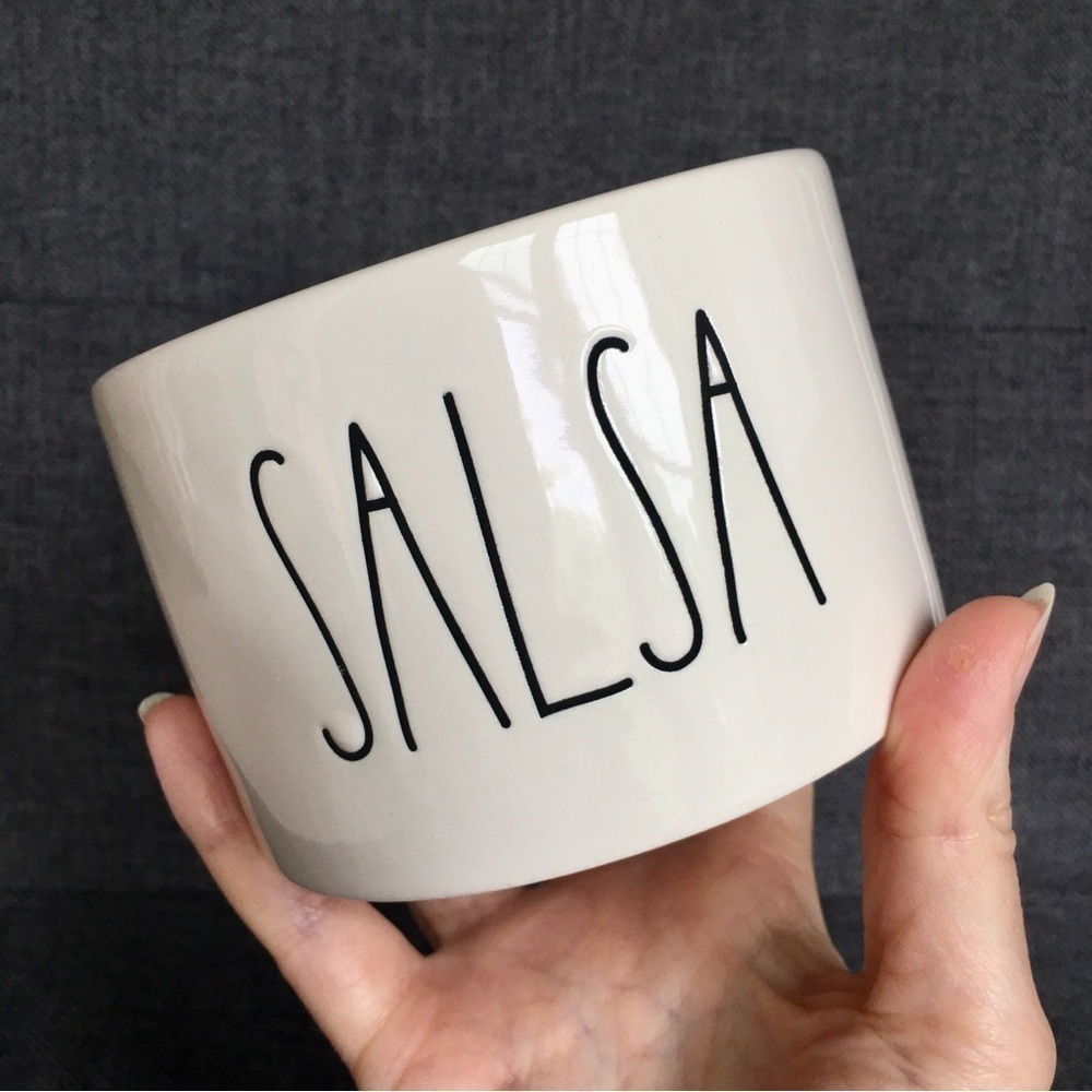 Rae Dunn “SALSA” Serving Bowl, Ivory, Black, 16 oz